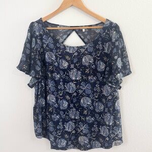 Lucky Brand Boho Sheer Flutter Sleeve Blouse Top Size 2X – Feminine Romantic